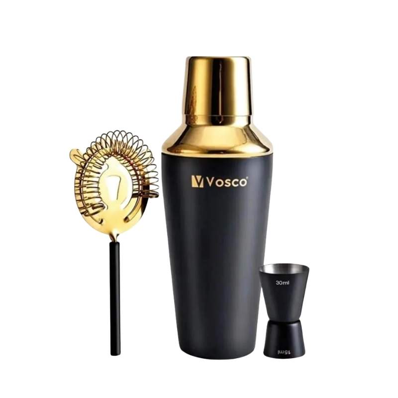 Vosco VSCG-3 3 Parça Paslanmaz Çelik Kokteyl Shaker Seti - Gold